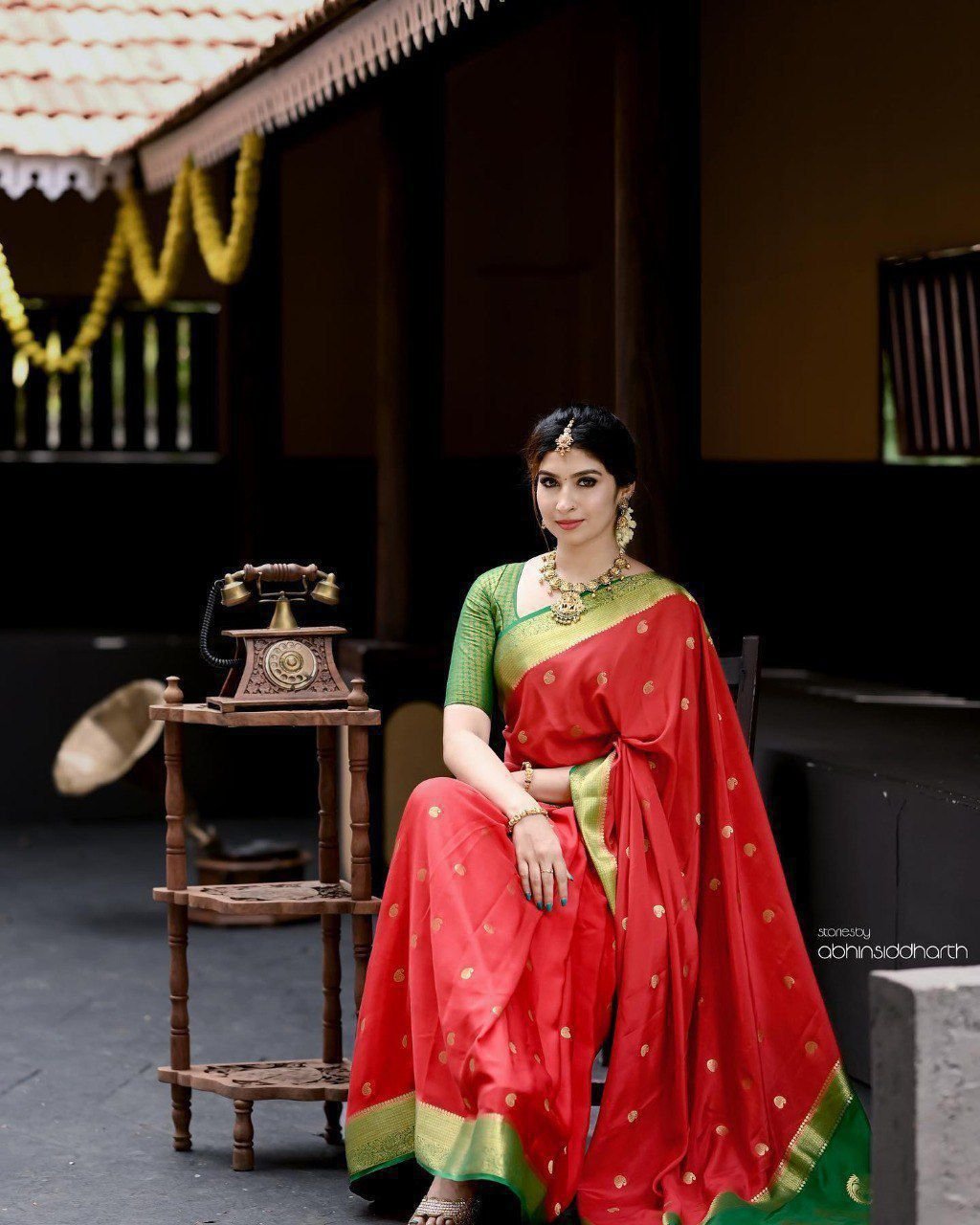 Manali Soft Lichi Silk Saree with Rich Jacquard Pallu & Border | Party & Wedding Wear image 5
