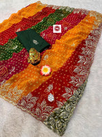 Trending Bandhini Print Soft Georgette Saree with Heavy C-Pallu Work image 2