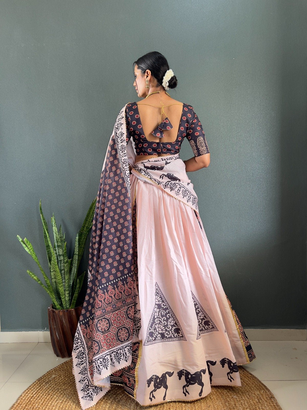 Elegant Cotton Lehenga Set with Gota Patti Work & Printed Dupatta image 3