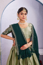 Morni Woven Jacquard Silk Lehenga Set with Embroidered Vichitra Silk Dupatta image 10