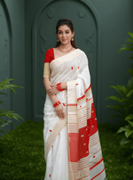 Linen Saree with Gold Jari 5×5 Border & Digital Print image 1