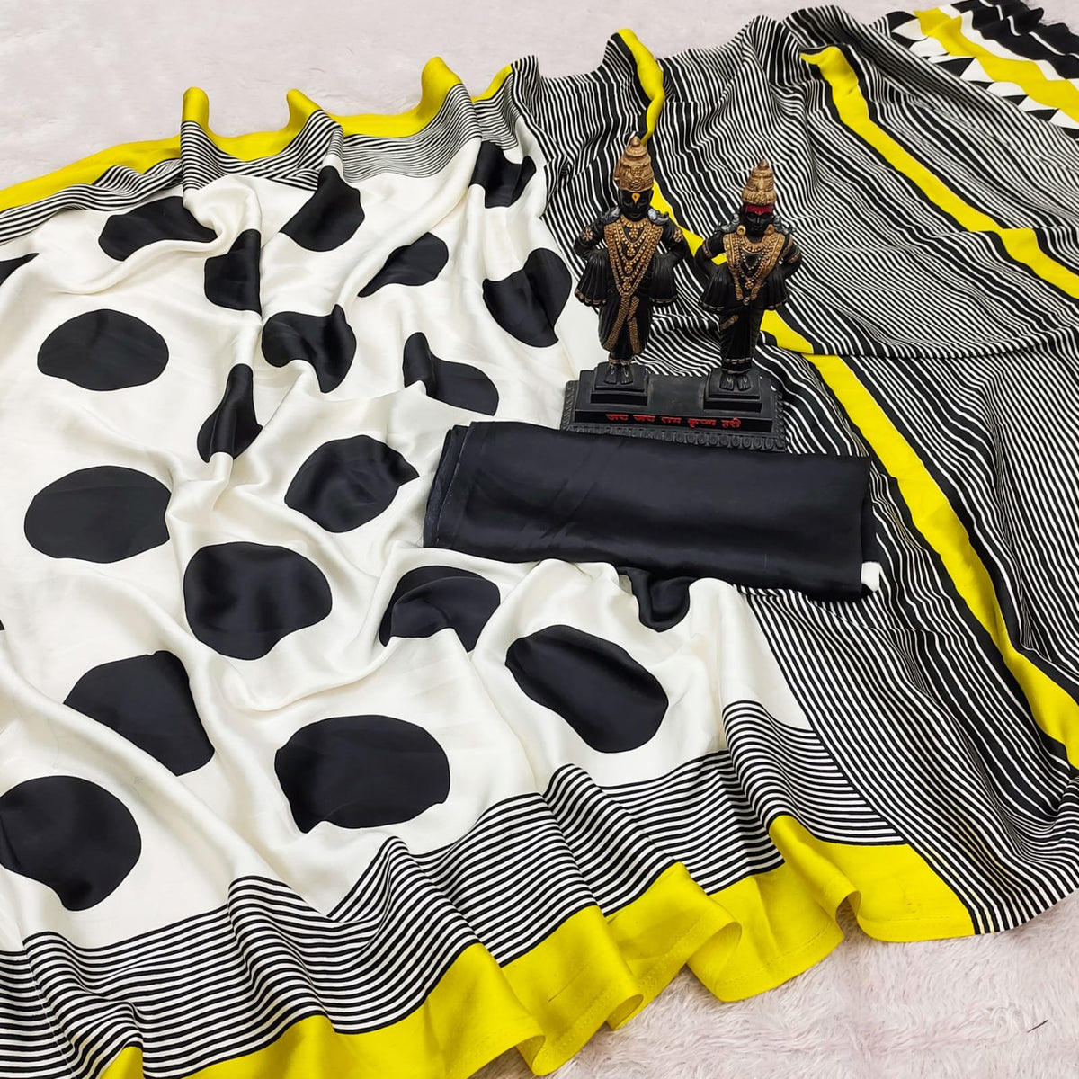 Japan Satin Saree with Matching Blouse | Super Soft Lightweight Fabric | Elegant Daily & Party Wear image 1