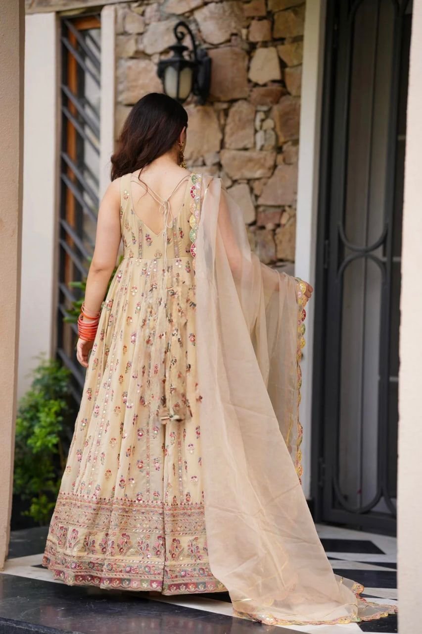 Elegant 3-Piece Co-ord Set in Faux Georgette with Sequence Work image 5