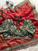 AAROHI Premium Banarasi Crush Saree with Multithread Sequins Butta & Embroidered Blouse image 4