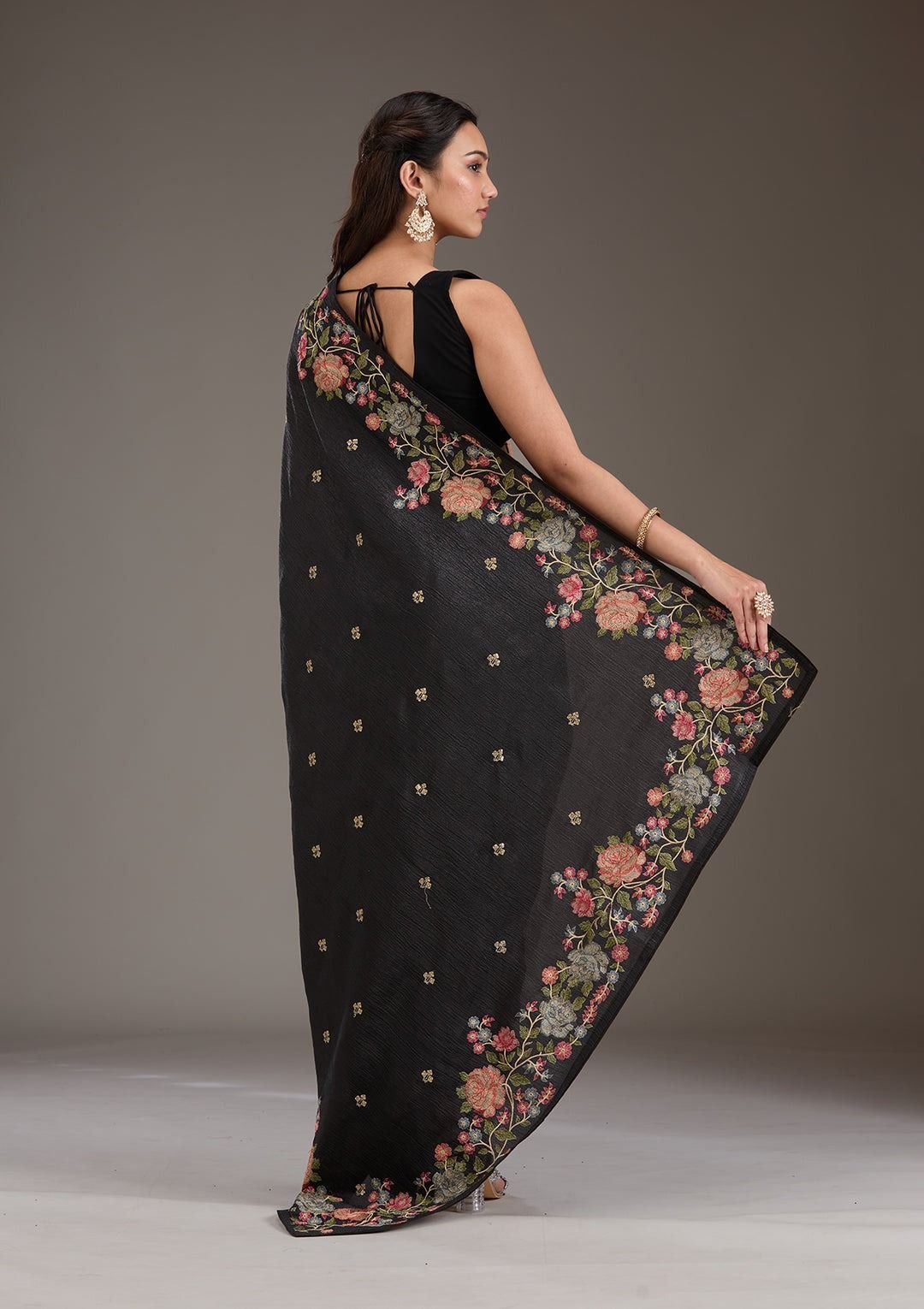 SARIKA Soft Crunchy Silk Saree with Elegant Multi-Thread Work & Piping Lace Border image 4