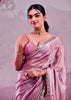 Elegant Burberry Silk Saree with Real Mirror & Embroidery Work