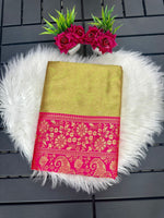 Handwoven Pure Mercerised Soft Silk Saree with Manipuri Pattern Threadwork image 4