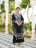 Elegant Reyon Cotton 2-Piece Set with Real Mirror Work - L, Black image
