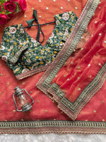 AAROHI Premium Banarasi Crush Saree with Multithread Sequins Butta & Embroidered Blouse image 5