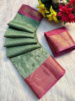 Reko Jari Dola Silk Saree with Elegant Jacquard Border - Pastel Green image