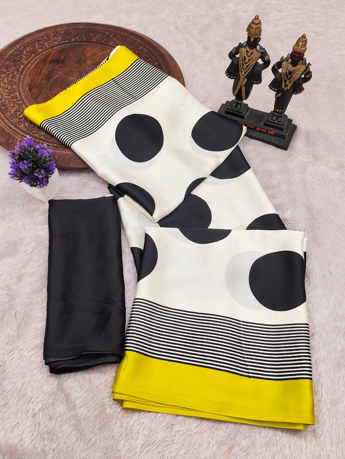 Japan Satin Saree with Matching Blouse | Super Soft Lightweight Fabric | Elegant Daily & Party Wear image 0