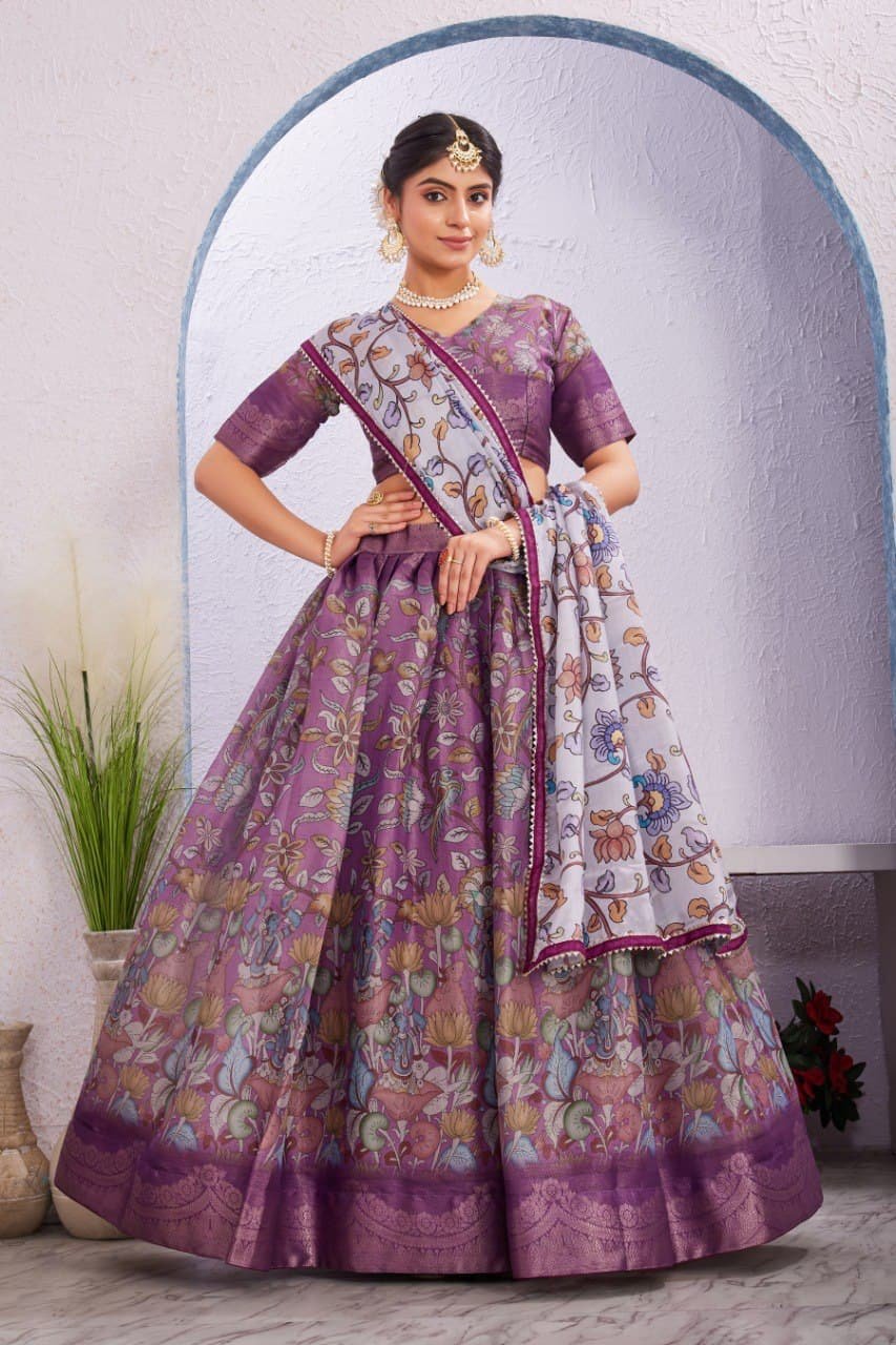 Graceful Soft Dola Cotton Silk Lehenga Choli with Chinon Dupatta image 1