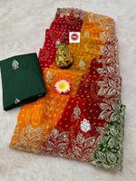 Trending Bandhini Print Soft Georgette Saree with Heavy C-Pallu Work image 3