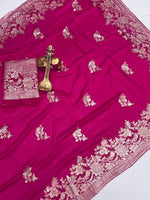 Hathiguda Trending Soft Dolla Viscose Silk Saree with Zari & Meenakari Weaving image 1