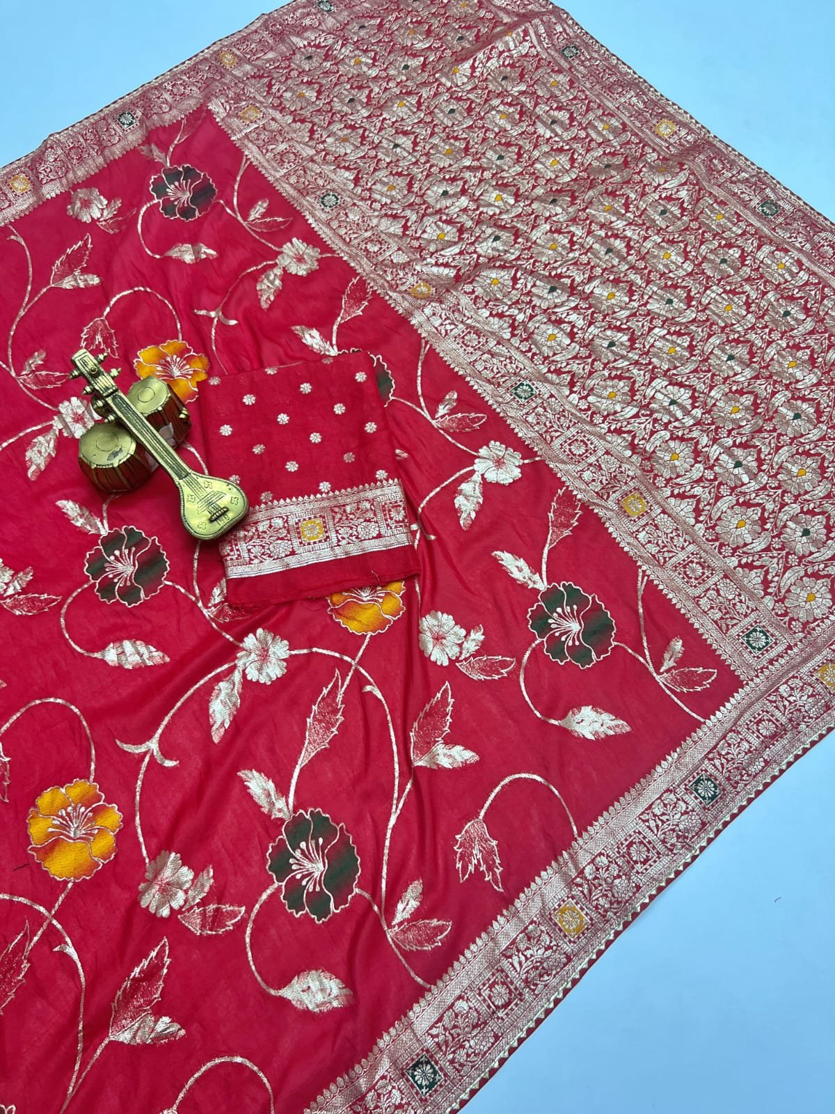 Super Hit Soft Dolla Viscose Silk Saree with Zari & Meenakari Weaving - Bright Red image