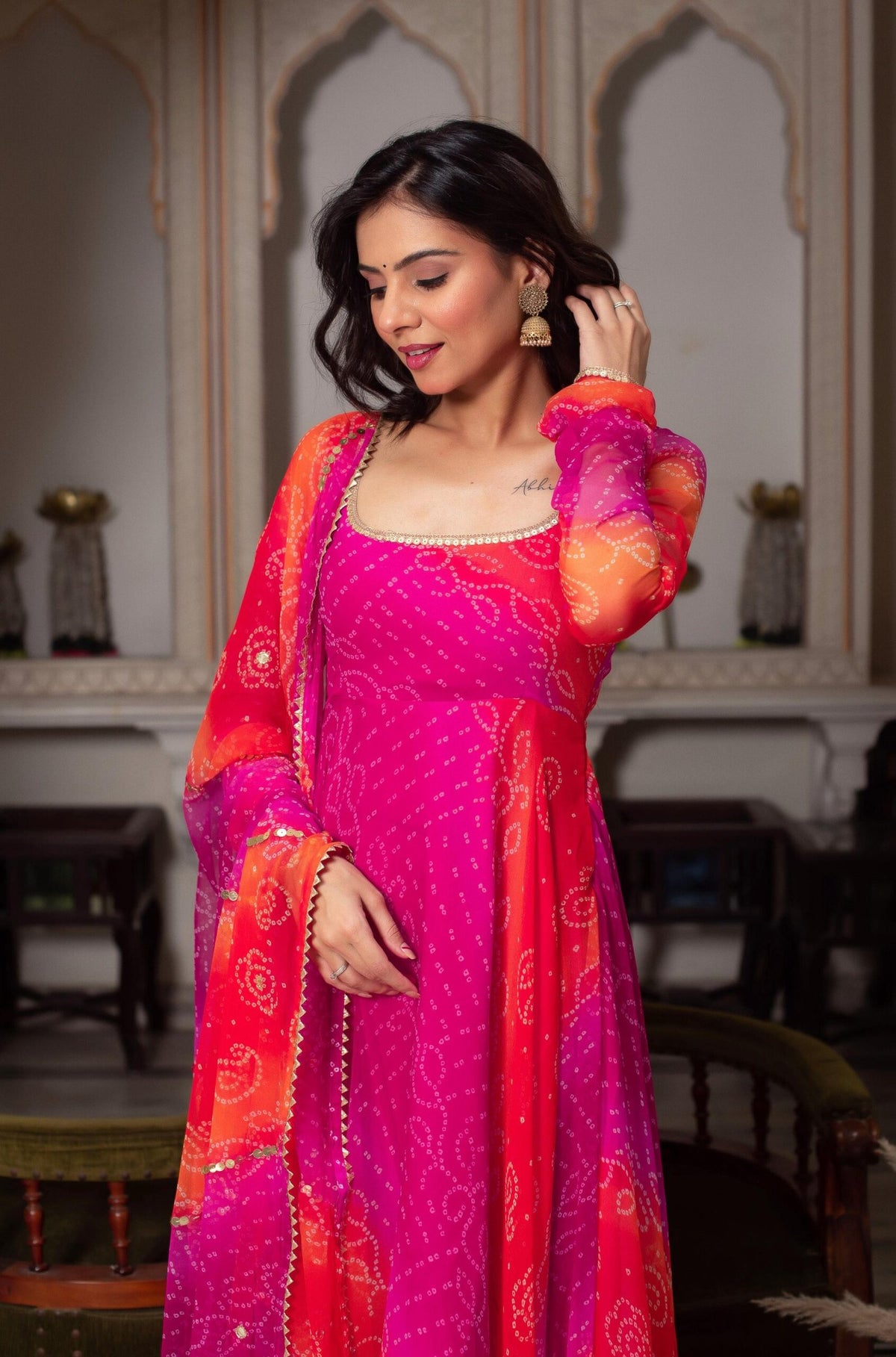 Premium Faux Georgette Anarkali 3-Piece Set with Dupatta image 2