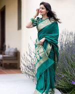 Banarasi Soft Lichi Silk Saree with Rich Jacquard Weaving image 1