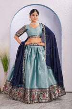 Morni Woven Jacquard Silk Lehenga Set with Embroidered Vichitra Silk Dupatta image 20