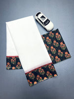 Plain Linen Saree with Digital Print & Matching Blouse image 4