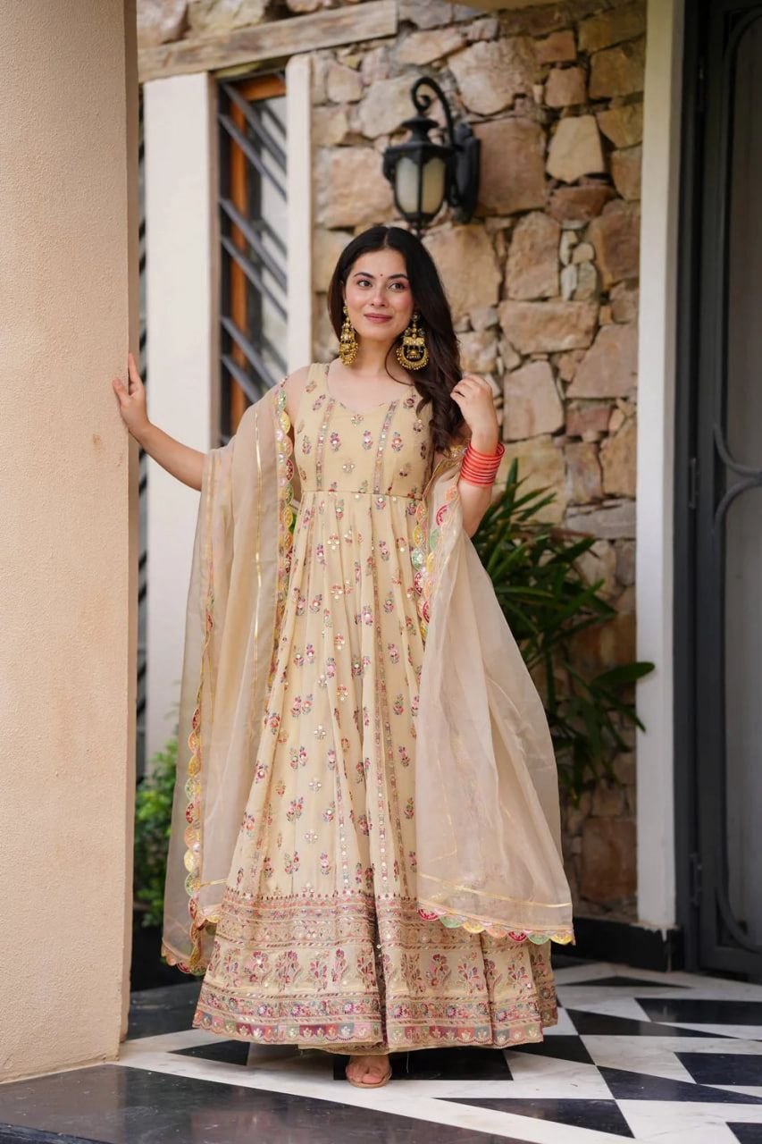 Elegant 3-Piece Co-ord Set in Faux Georgette with Sequence Work image 2