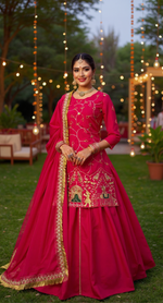 Elegant Natural Crepe Silk Lehenga Set with Beads & Sequin Work image 0