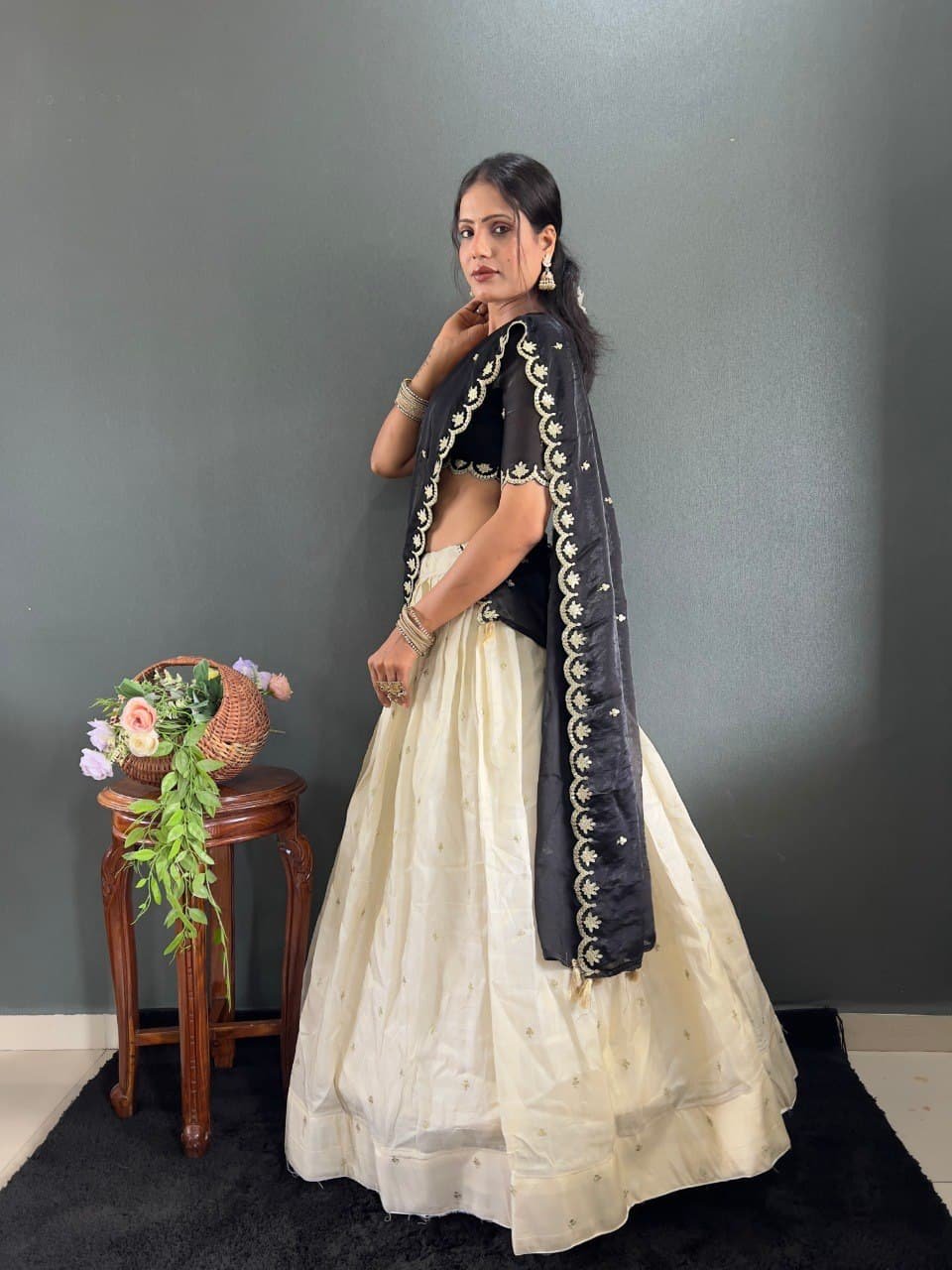 Kalini Designer Lehenga Set | Heavy Embroidery Tissue Silk Lehenga with Fendy Choli & Dupatta image 8