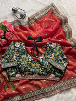 AAROHI Premium Banarasi Crush Saree with Multithread Sequins Butta & Embroidered Blouse image 3