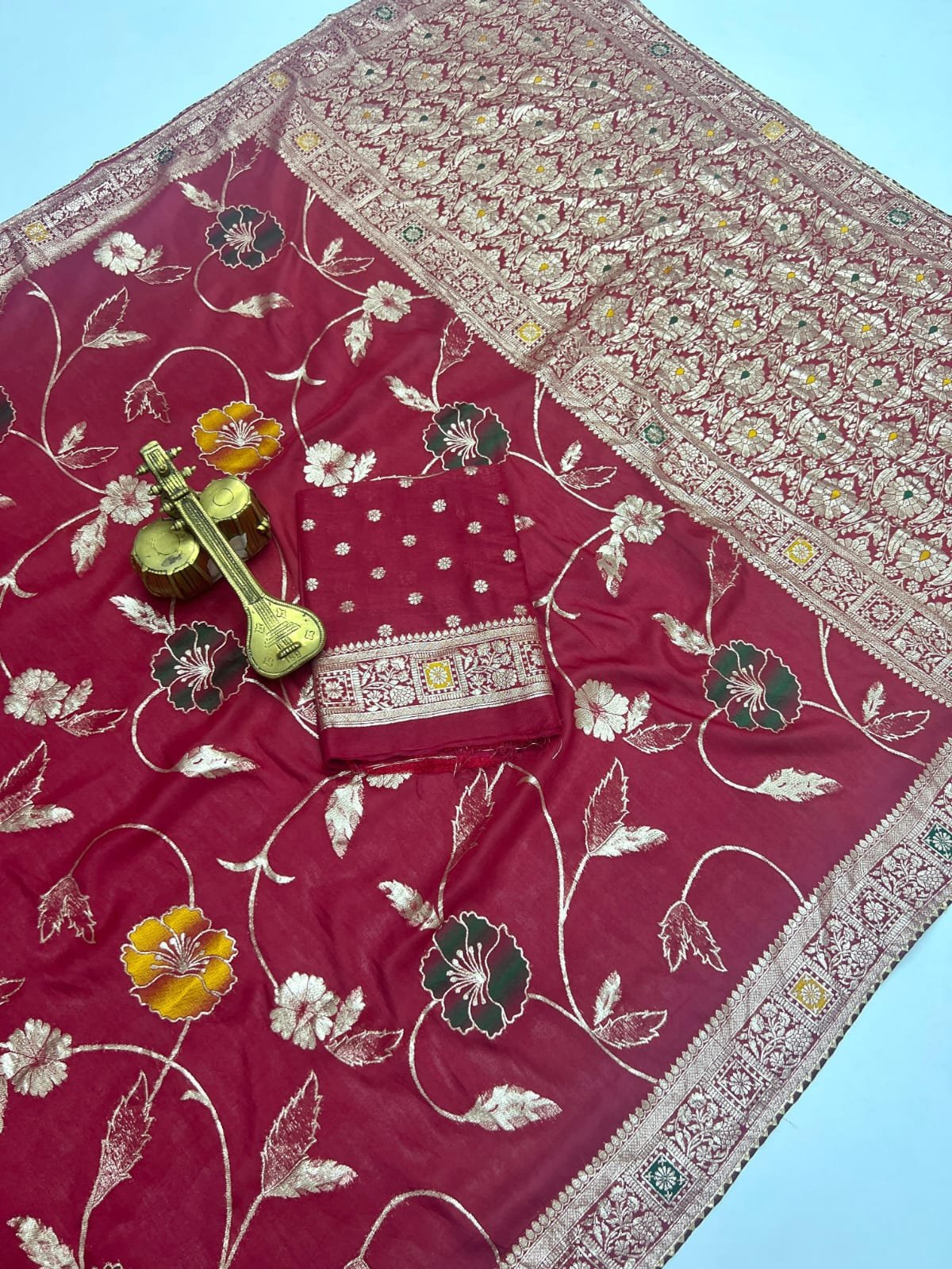 Super Hit Soft Dolla Viscose Silk Saree with Zari & Meenakari Weaving - Deep Red image