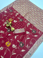 Super Hit Soft Dolla Viscose Silk Saree with Zari & Meenakari Weaving - Deep Red image
