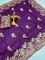 Hathiguda Trending Soft Dolla Viscose Silk Saree with Zari & Meenakari Weaving image 3