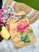 Soft Georgette Saree with Floral Prints & Double Cutdana Moti Border image 6