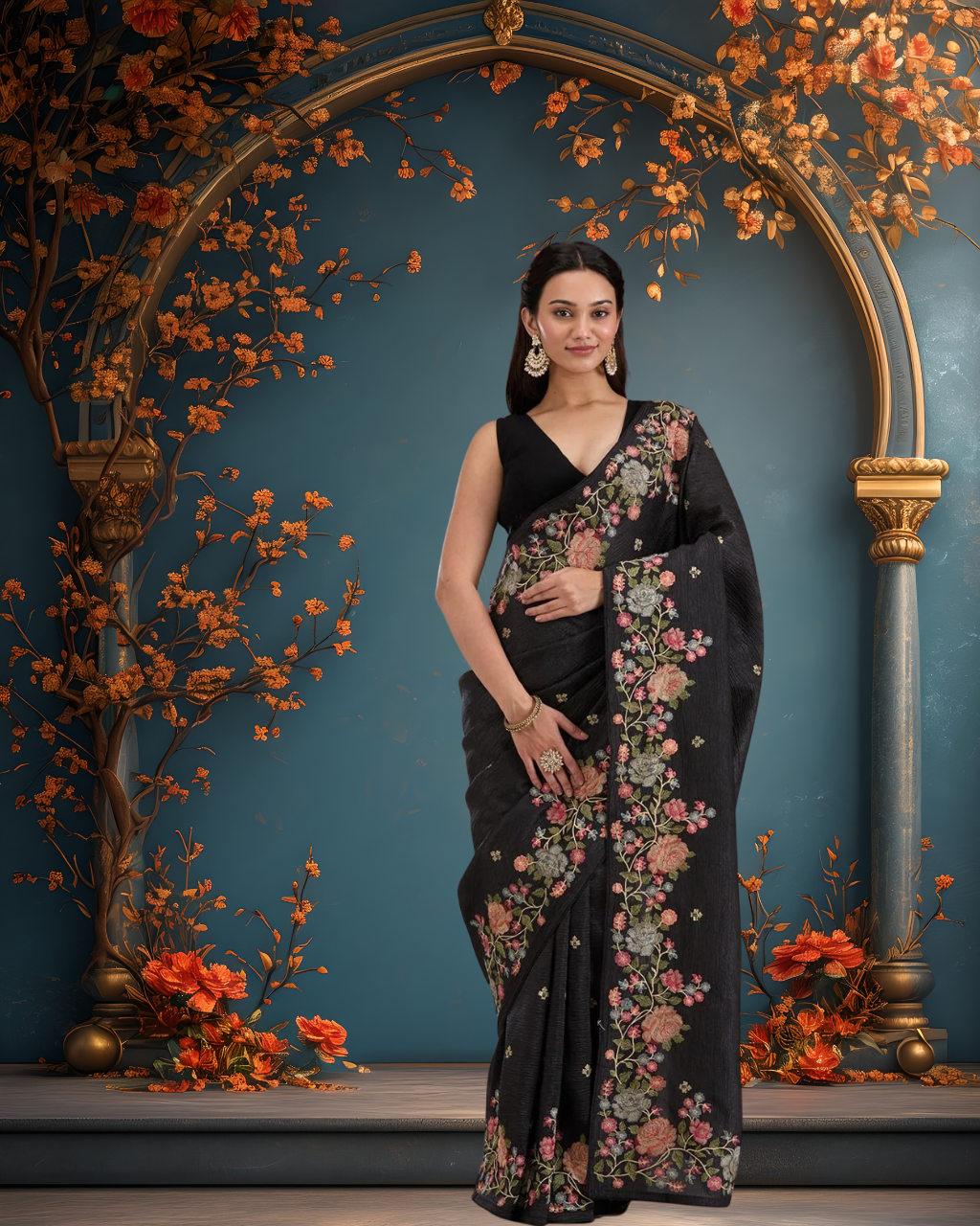 SARIKA Soft Crunchy Silk Saree with Elegant Multi-Thread Work & Piping Lace Border image 0