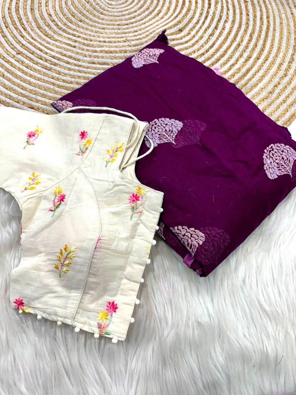 Pure Chanderi Cotton Saree with Multi-Thread Work & Heavy Tassels image 2