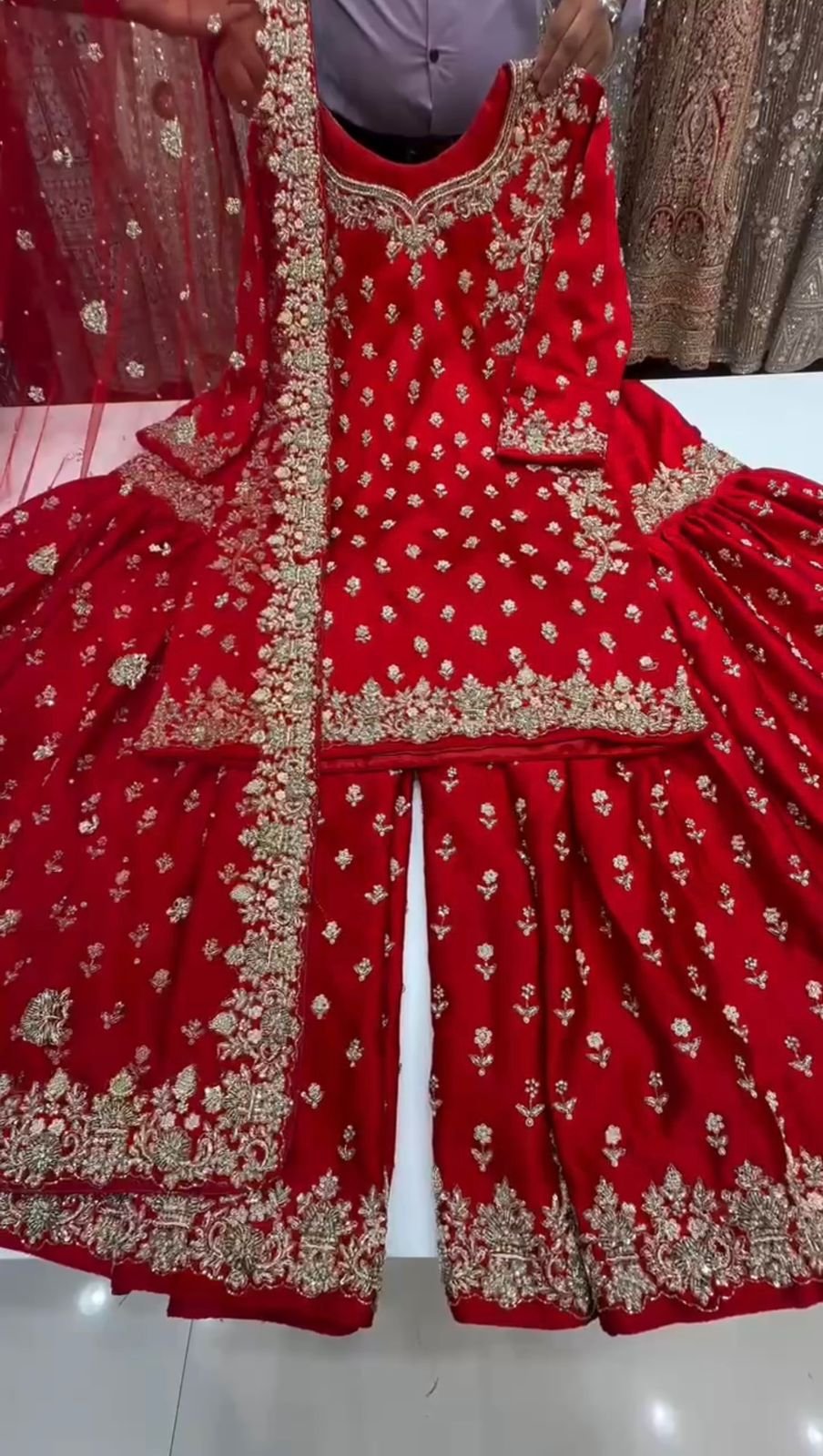 Graceful Chinon Silk 3-Piece Sharara Set with Sequence Work image 9
