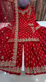 Graceful Chinon Silk 3-Piece Sharara Set with Sequence Work image 9