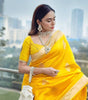 Soft Lichi Silk Art Silk Jacquard Border Saree – Running Blouse