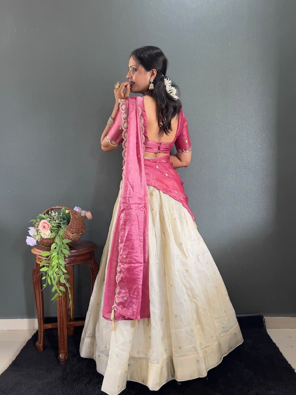 Kalini Designer Lehenga Set | Heavy Embroidery Tissue Silk Lehenga with Fendy Choli & Dupatta image 17