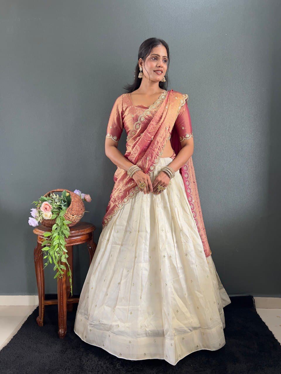Kalini Designer Lehenga Set | Heavy Embroidery Tissue Silk Lehenga with Fendy Choli & Dupatta image 2