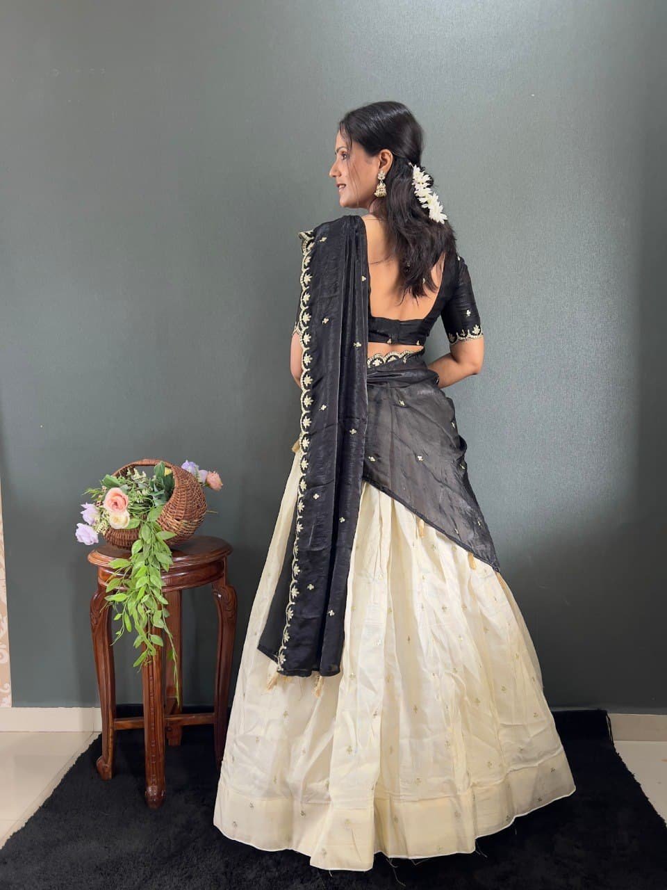 Kalini Designer Lehenga Set | Heavy Embroidery Tissue Silk Lehenga with Fendy Choli & Dupatta image 6