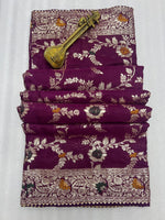 Soft Dolla Viscose Silk Saree with Zari & Meenakari Weaving - Wine Purple image