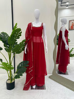 Faux Georgette 3-Piece Set with Real Mirror Work image 6