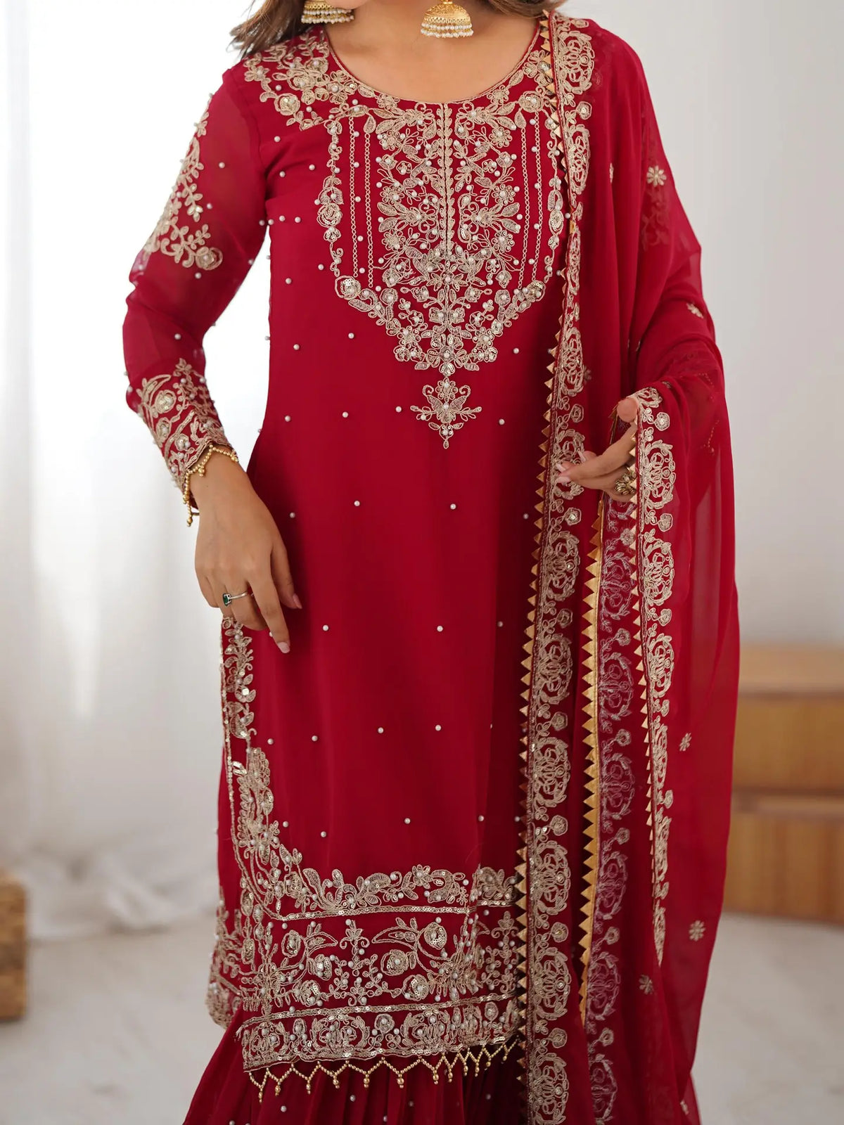 Premium Faux Georgette Embroidered Sharara Set with Dupatta image 5
