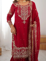 Premium Faux Georgette Embroidered Sharara Set with Dupatta image 5