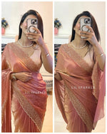 Tamanah Fendi Space Silk Saree with All-Over Jarkhan Work | Running Embroidered Blouse | Designer Party & Festive Wear
