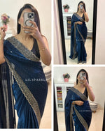 Tamanah Fendi Space Silk Saree with All-Over Jarkhan Work | Running Embroidered Blouse | Designer Party & Festive Wear