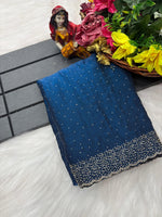 Tamanah Fendi Space Silk Saree with All-Over Jarkhan Work | Running Embroidered Blouse | Designer Party & Festive Wear