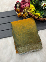 Tamanah Fendi Space Silk Saree with All-Over Jarkhan Work | Running Embroidered Blouse | Designer Party & Festive Wear