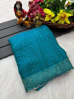 Tamanah Fendi Space Silk Saree with All-Over Jarkhan Work | Running Embroidered Blouse | Designer Party & Festive Wear