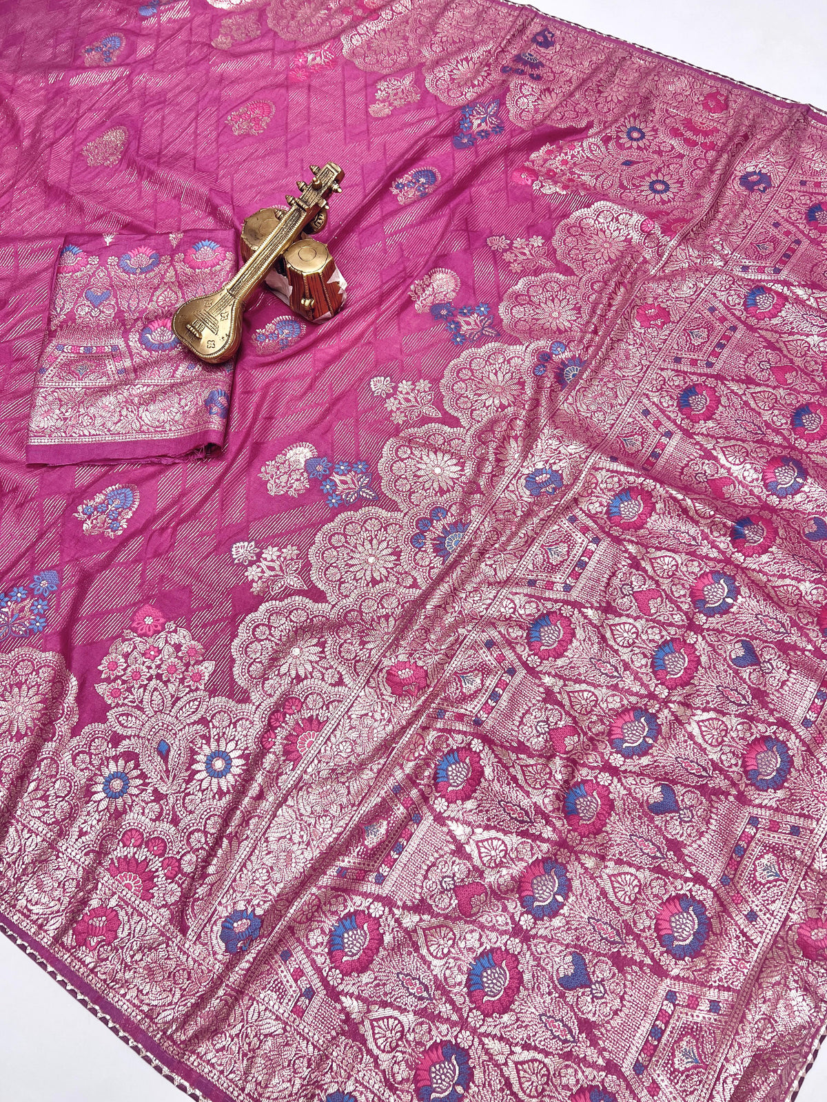 RAIMBO Soft Dolla Viscose Silk Saree with Zari Weaving & Piping Lace Border