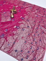 RAIMBO Soft Dolla Viscose Silk Saree with Zari Weaving & Piping Lace Border